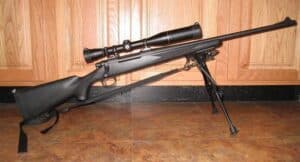 Remington Model 700 bolt-action rifle with scope and Harris bipod
