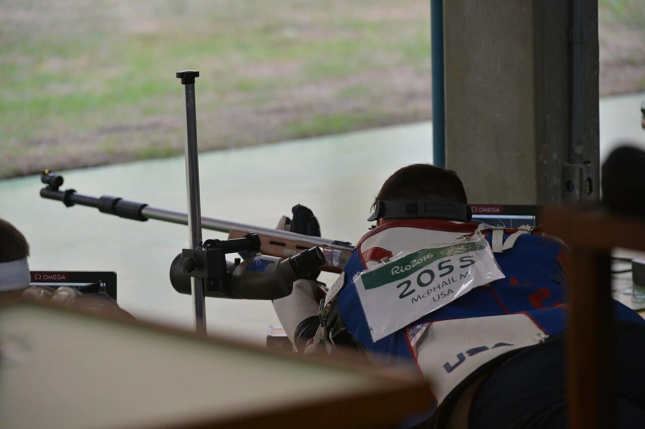 Shooter in prone position practicing long range fundamentals
