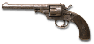 M1879 Reichsrevolver showing the long barrel and distinctive muzzle swell