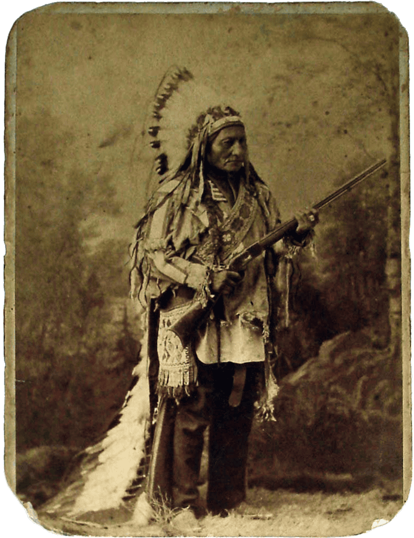Sitting Bull photographed with a Winchester rifle by William Notman in 1885
