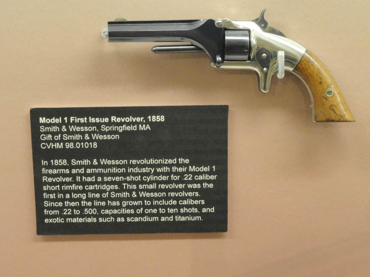 Smith and Wesson Model 1 First Issue revolver from 1858, born from the Volcanic Repeating Arms pistol venture