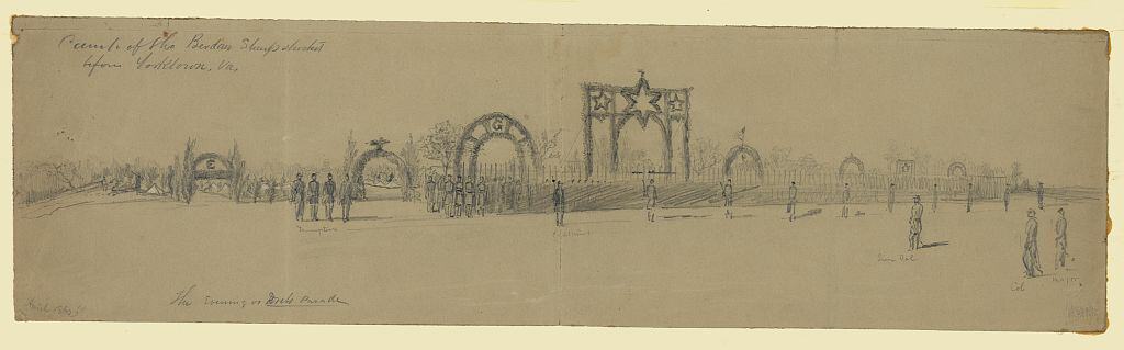 Berdan Sharpshooters camp before Yorktown Virginia 1862 with Sharps Rifles