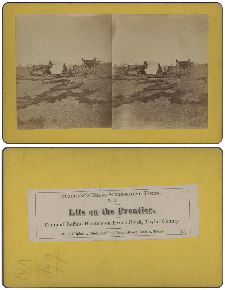 Camp of buffalo hunters on Evans Creek Taylor County Texas 1874 Sharps Rifle era