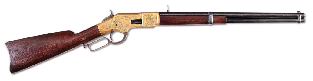 Nimschke-engraved Winchester Model 1866 saddle ring carbine in .44 rimfire